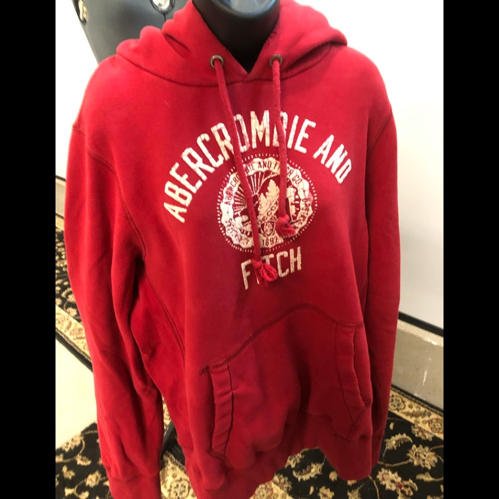 Abercrombie vintage distressed red hooded sweatshirt